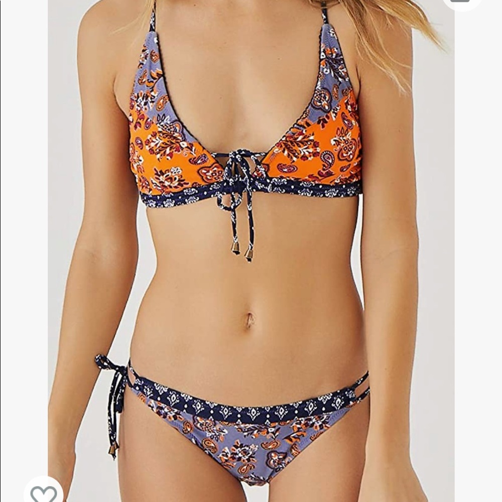 NWOT Women’s Paisley Print Bikini Set Back Crisscross Lined Swimsuit